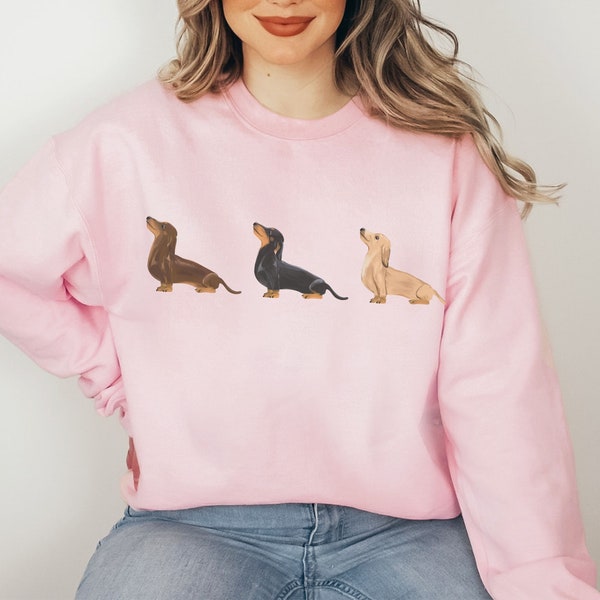 Süßer Dackelhund Unisex Pullover,Crewneck Sweatshirt Dog Mama,Hundebesitzer Geschenk,Minimal Dachshund Sweater,Dackel Geschenk Wiener Dog