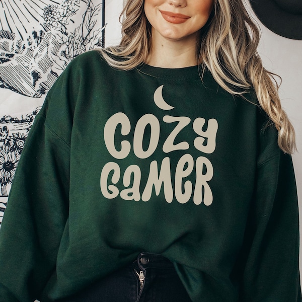 Süß Videogame Cozy Gamer Unisex Pullover,Kawaii Comfy Nerd Sweatshirts Zocker,Boho Gaming Crewneck Sweater Geschenk PC Gamer Computerspiele