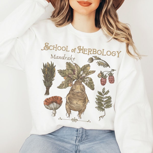 Magisch Alraunen Kräuterkunde Unisex Pullover,HP Magie inspirier Sweater Pflanzenkunde Mandrake,Mandragona Dark Academia Zauberei Sweatshirt