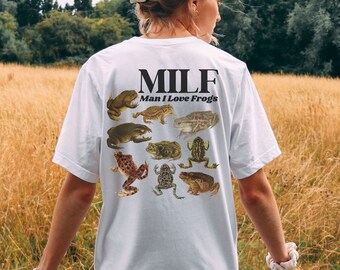 Retro Frosch Unisex T-Shirt,Lustig Milf Shirt,Cottagecore Frosch TShirt,Kröten Geschenk Shirt,Froschliebhaber Shirt,Man I Love Frogs Milf