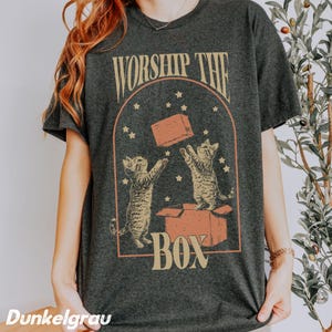 Adorate la scatola gatto divertente camicia, Goblincore TShirt gatto T-shirt proprietario del gatto camicia Cottagecore scuro verde streghe natura TShirt autunno