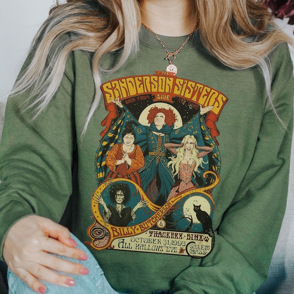 Süß Retro Alternativer Boho Halloween Sweatshirt,Grunge Spooky Unisex Pullover,Vintage Horrorfilm Grafik Shirt,Vintage Horror Movie
