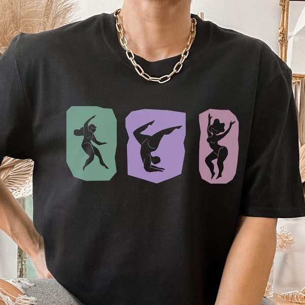 Feministisches Retro Matisse Unisex T-Shirt,Groovy Spirituelle Frauen Power Aufdruck,süßes Female Empowerment Shirt für Feministin