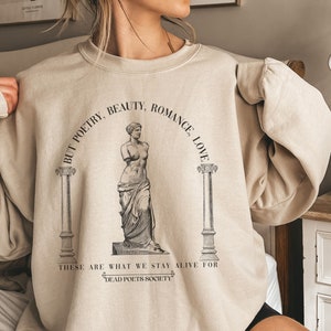 Boho Dark Academia Unisex Sweatshirt,Dead Poets Society Light Academia Clothing Pullover,Gift Bookish Crewneck Sweater,Ancient Mythology