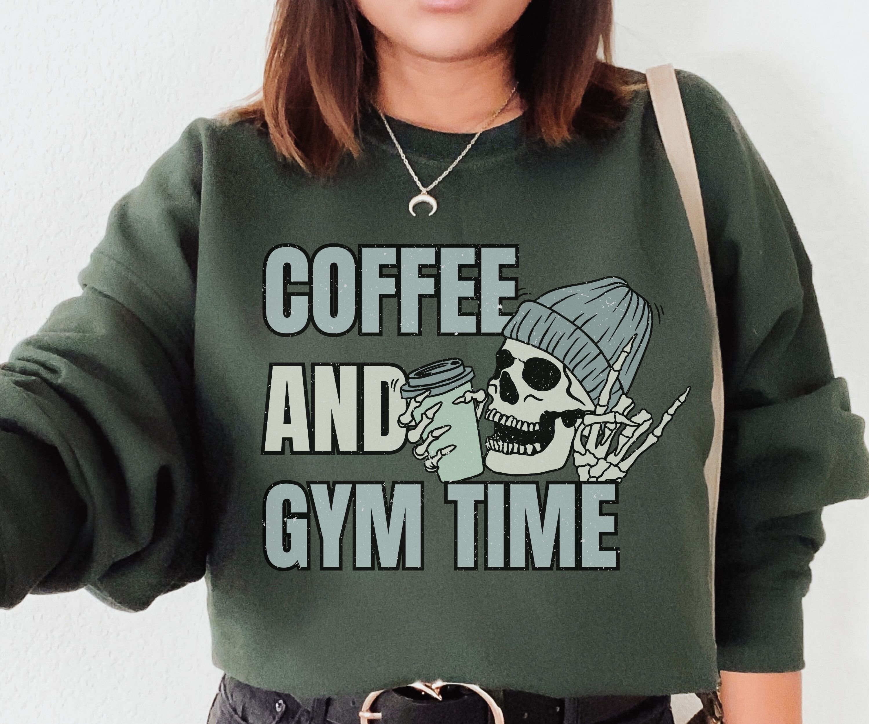 Unisex Coffee Gym Time Sweatshirt Funny Gift for Fitness