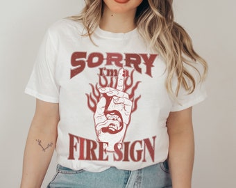 Unisex I'm A Fire Sign T-Shirt,Retro Vintage Look Zodiac TShirt,Boho Astrology Gift,Leo Aries Sagittarius,Retro Zodiac T Shirt