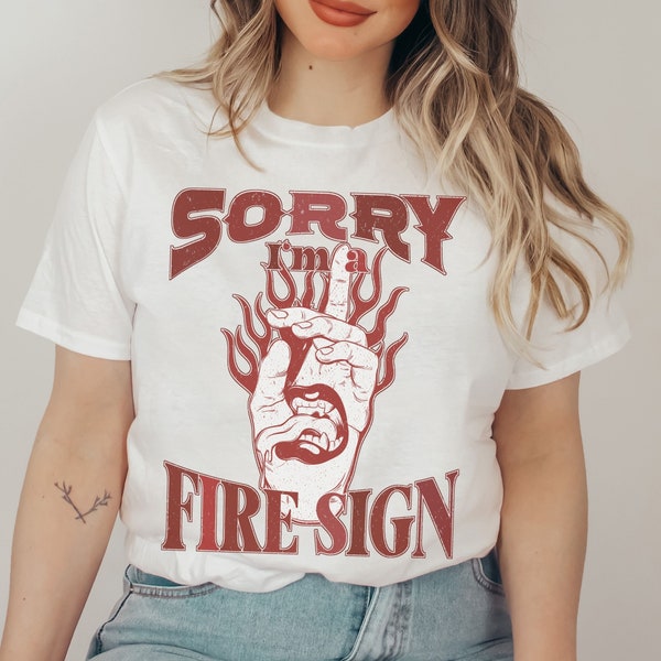 Camiseta unisex Soy un signo de fuego, camiseta retro del zodíaco de aspecto vintage, regalo de astrología boho, Leo Aries Sagitario, camiseta retro del zodíaco