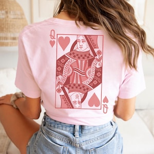 Cute Queen of Hearts Cards T-Shirt, Valentine's Day Queen of Hearts TShirt, Couple Gift Anniversary, Streetwear Card Game Shirt Romance