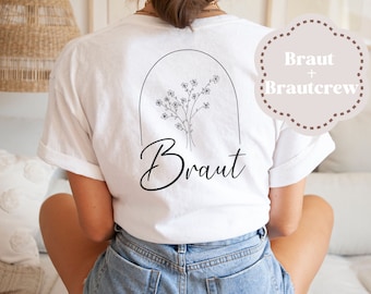 Süßes Blumen Style Personalisiert Jga T-Shirt,Florales Jungesellinnenabschied Shirt,Minimalistisches Braut&Brautcrew Party Gruppenshirt Top