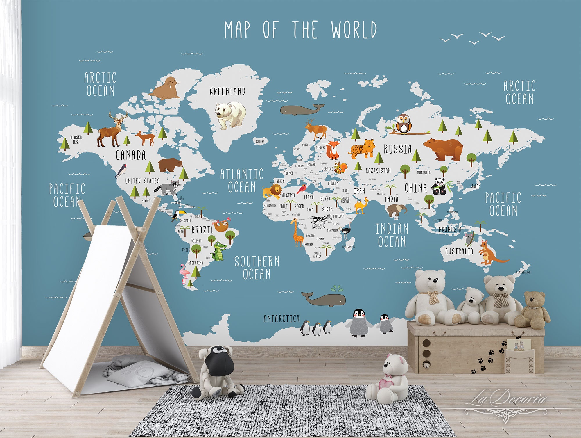 Nursery Wallpaper World Map Kids Room Decor Etsy Ireland