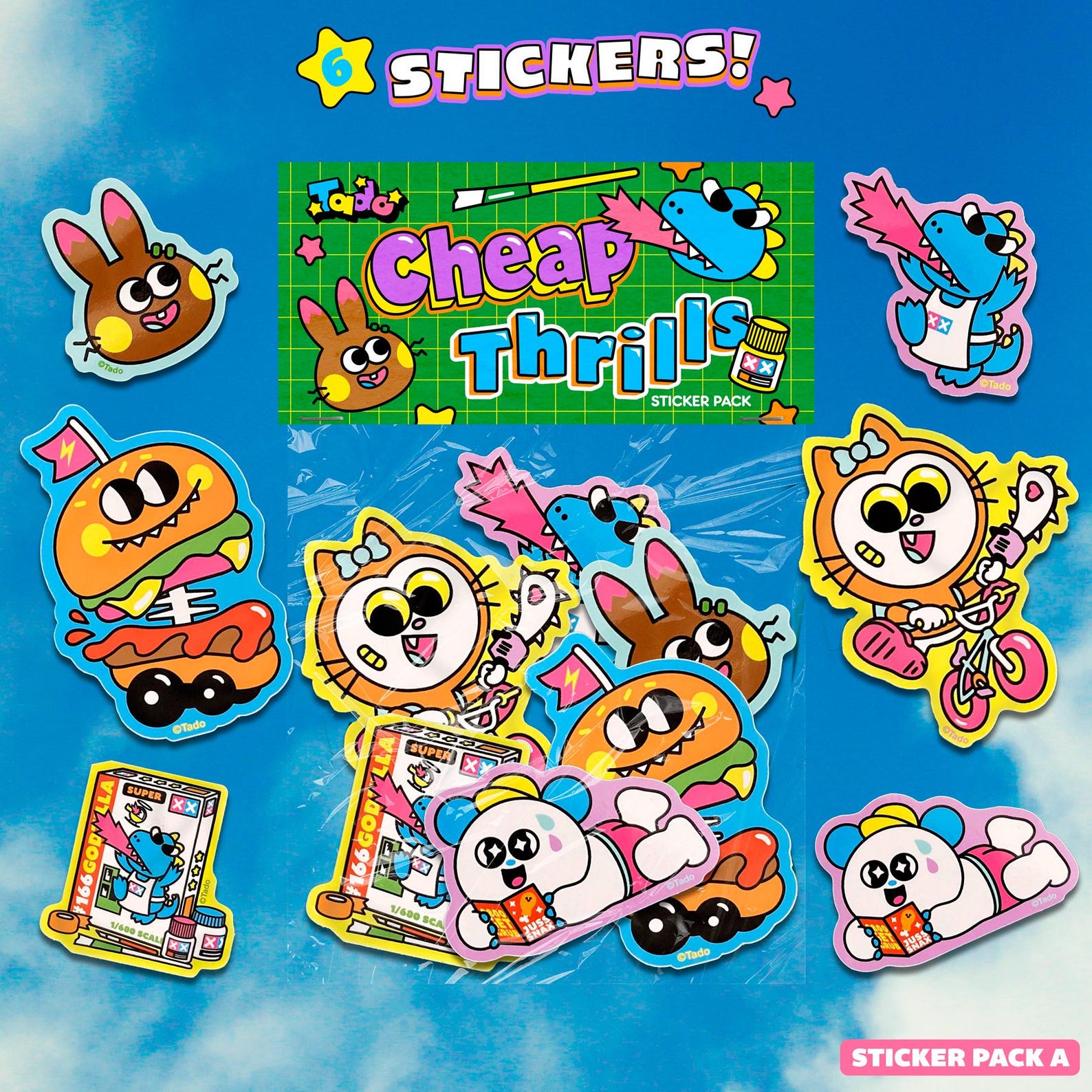 Cheap Thrills Sticker Pack A: 6 Cute Illustration Vinyl Stickers by ...