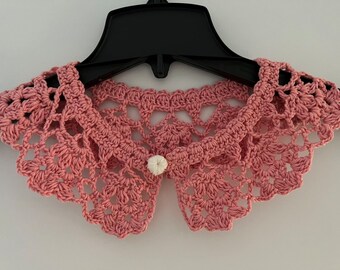 Adults Openwork Crochet Vintage Pink Collar |  gift for her | organic baby cotton | Peter Pan collar | crochet collar necklace | collar