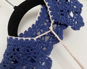 Kids Blue Collar | organic baby cotton | vintage collar | Peter Pan collar | gift for girls | crochet necklace | kids accessories