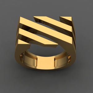 Fichier CAD prêt à couler | Bague bande géométrique | Conception de bijoux | Prêt pour la production (téléchargement numérique)