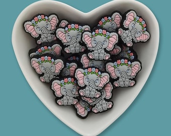 Floral Baby Elephant Silicone Beads, For Jewelry Making DIY Necklace Bracelets Keychain Handmade Accessories