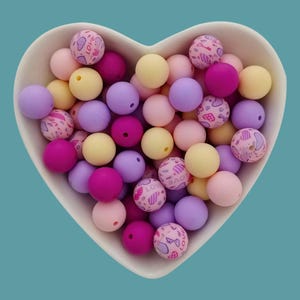 Assorted Valentine&#39;s Day 15mm Silicone Beads, Silicone Beads Loose Mixed ,Bulk Silicone Bead,Silicone Bead Wholesale