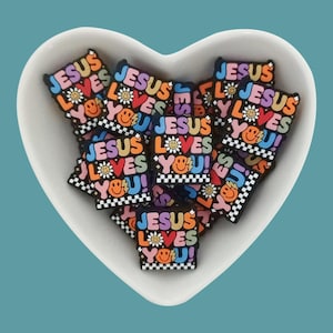 JESUE Loves YOU Silicone Focal Beads,Bulk Christian Silicone Beads,Silicone Beads DIY, For Necklace Bracelet Lanyard Pens Making