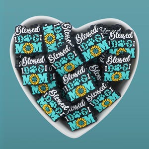 Blessed Dog Mom Silicone Focal Bead, Dog Mom Silicone Focal  Bead,Bulk Silicone Bead ,Silicone Bead Wholesale
