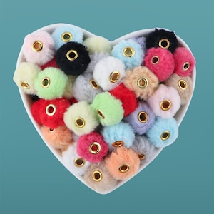 20mm Fuzzy Beads Spacer, Soft Furry Spacer,Mix Color Faux Furry Beads, Beads For Pen, Large Hole Spacer Beads