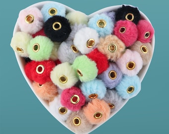 20mm Fuzzy Beads Spacer, Soft Furry Spacer,Mix Color Faux Furry Beads, Beads For Pen, Large Hole Spacer Beads