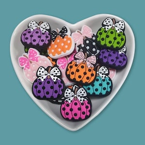 Coquette Autumn Beads,Polka Dot Pumpkin Silicone Focal Bead,Thanksgiving Halloween Beads,DIY Craft Supplies