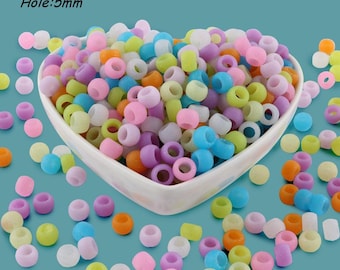 Glitter Silicone Pony Beads, Large Hole Hair Braiding Positioning Beads, DIY Jewelry Making Supplies