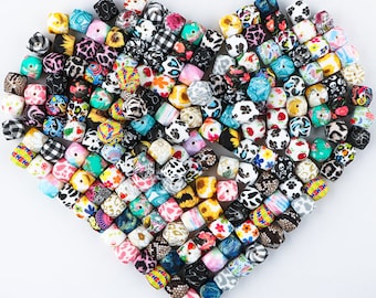 Cuentas de silicona hexagonales impresas de 14 mm, ideales para bolígrafos, llaveros, collares, pulseras y cordones.