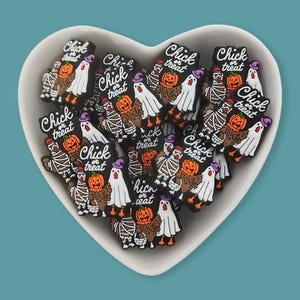 不気味な鶏のシリコンフォーカルビーズ、バルクトリックオアトリートビーズ、ハロウィーンDIYクラフト用品