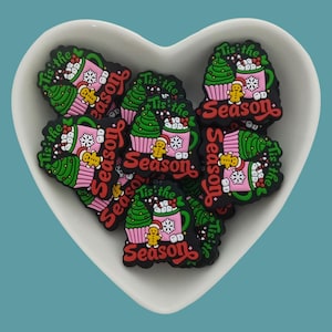 Cuentas focales de silicona navideñas, cuentas Tis the Season, adornos navideños, cuentas de joyería DIY, dijes