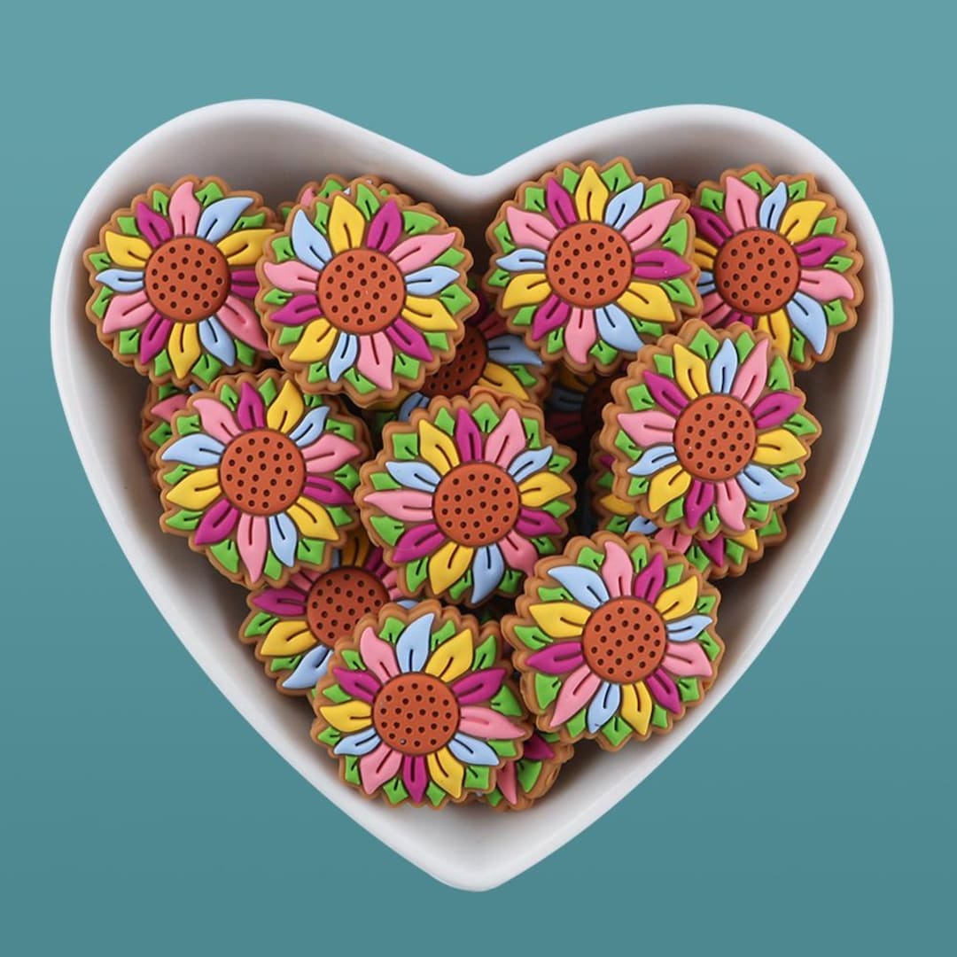 Sunflower Silicone Focal Bead,floral Beads,diy Craft Supplies - Etsy