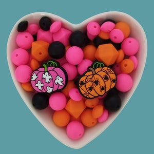 Halloween Silicone Beads Kit,Pumpkin Focal Bead ,41pcs DIY Craft Supplies
