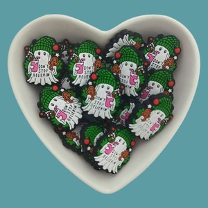 Don&#39;t stop believing ghost  Silicone Focal Bead,Halloween Silicone beads,Bulk Spooky Silicone Bead Wholesale,Silicone Beads DIY