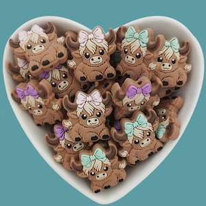 Girl Highland Cow Silicone Focal Beads,DIY Craft Supplies