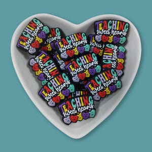 Teaching Sweet Hearts Silicone Focal Beads, Teacher Beads  For Jewelry Making