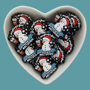 Divertidas cuentas de silicona con forma de muñeco de nieve, cuentas para la salud mental, divertidas cuentas navideñas, para hacer joyas.