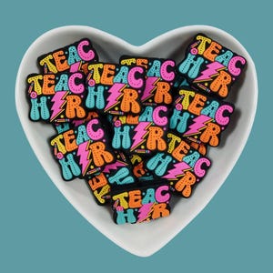 Lightning Bolt Teacher Silicone Focal  Beads,Teacher life Silicone Beads,Bulk Silicone Beads,Silicone Beads DIY