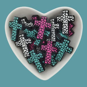 Leopard Print Cross Silicone Beads,Religious Beads, DIY Craft Supplies