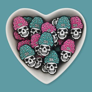 Skull Silicone Focal Bead,Bulk Halloween Beads,DIY Necklace Bracelets Keychain Handmade Accessories