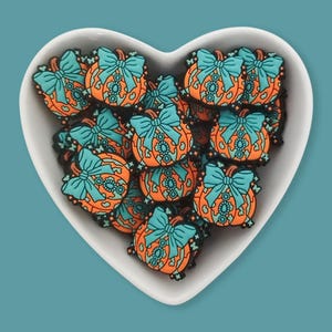 Turquoise Pumpkin Silicone Focal Bead: Coquette Bow DIY Jewelry