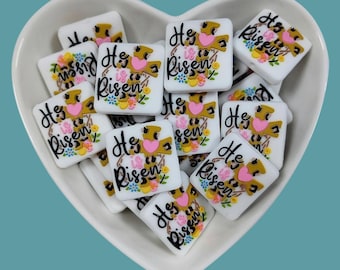 Religieuze siliconen brandpuntkralen 'He is Risen'-kraal, voor het maken van sieraden: kralenbedels 