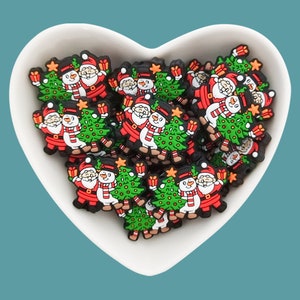 New Christmas Silicone Beads, Santa Claus, Christmas Tree, Snowman,Funny Christmas Silicone Bead,Bulk Silicone Focal beads,Xmas Ornament DIY