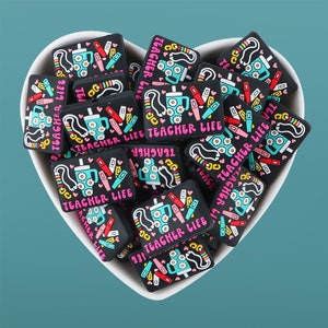 Teacher Life Silicone Focal Bead, DIY Craft Supply