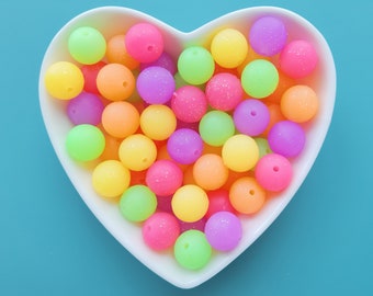 Cuentas redondas de silicona con purpurina de 12 mm y 15 mm para hacer bolígrafos, llaveros, collares, pulseras y cordones.