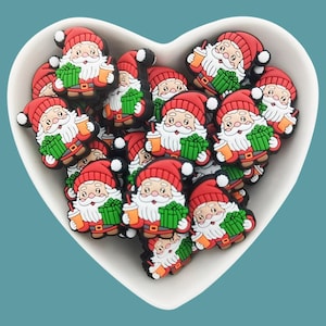 Cute Santa Silicone Foacl Beads,Father Christmas Silicone Beads,Bulk Christmas Silicone beads,Xmas Ornament DIY