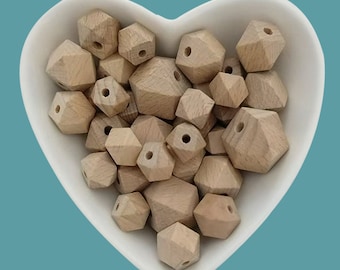 12/14/16/20mm Natural Beech Wood Hexagon Beads, DIY Jewelry  Making