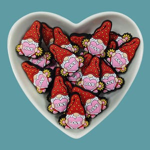 Valentine&#39;s Day Gnome Silicone Beads, Love Gnome Silicone Focal Bead,Bulk Silicone Beads ,Silicone Beads Wholesale
