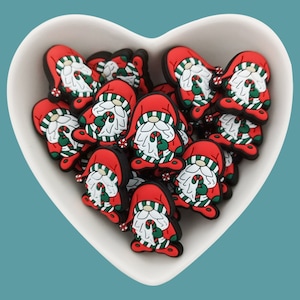 Christmas Gnome Silicone Focal Beads,Candy Cane Santa Silicone Beads,Bulk Silicone Beads ,Silicone Beads DIY