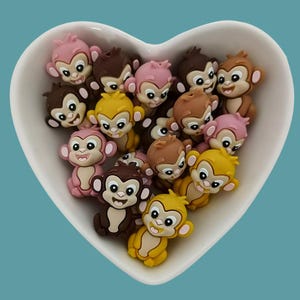 3D Monkey Silicone Focal Beads ,3D Animal Silicone Focal  Beads,Silicone Beads DIY, For Necklace Bracelet Lanyard pens Making