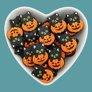 Cat and Pumpkin Silicone Focal Bead,Halloween Silicone beads,Bulk Silicone Bead Wholesale,Silicone Beads DIY