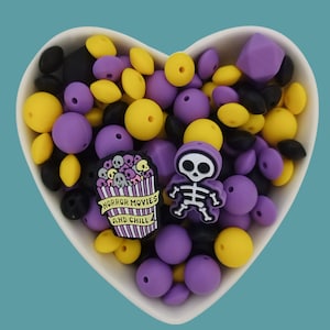 Halloween Silicone Beads Kit, Skeleton Focal Bead,41pcs DIY Craft Supplies